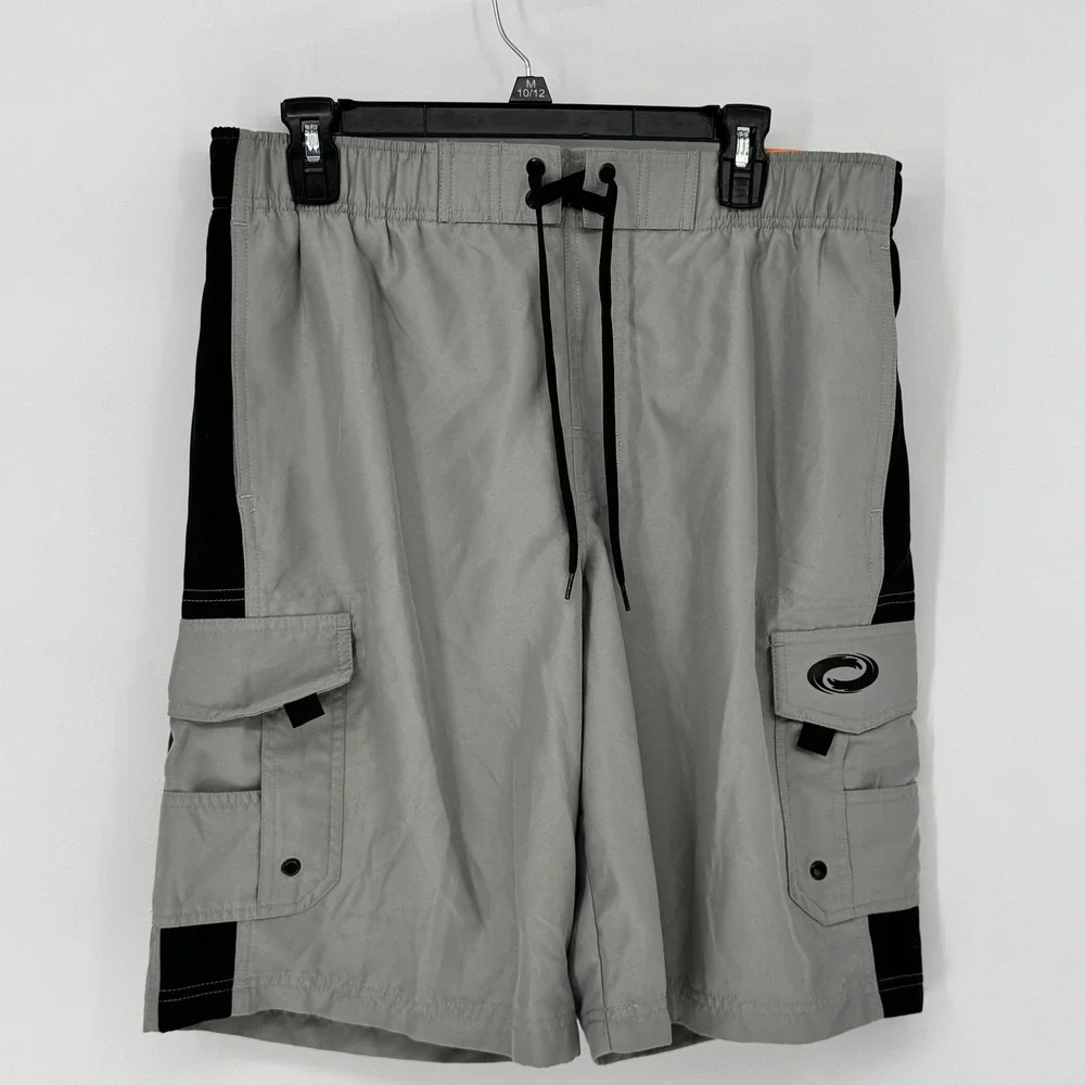 O'Rageous Mens Side Taped Cargo Board Shorts‎ Griffin Gray Black Size Large New
